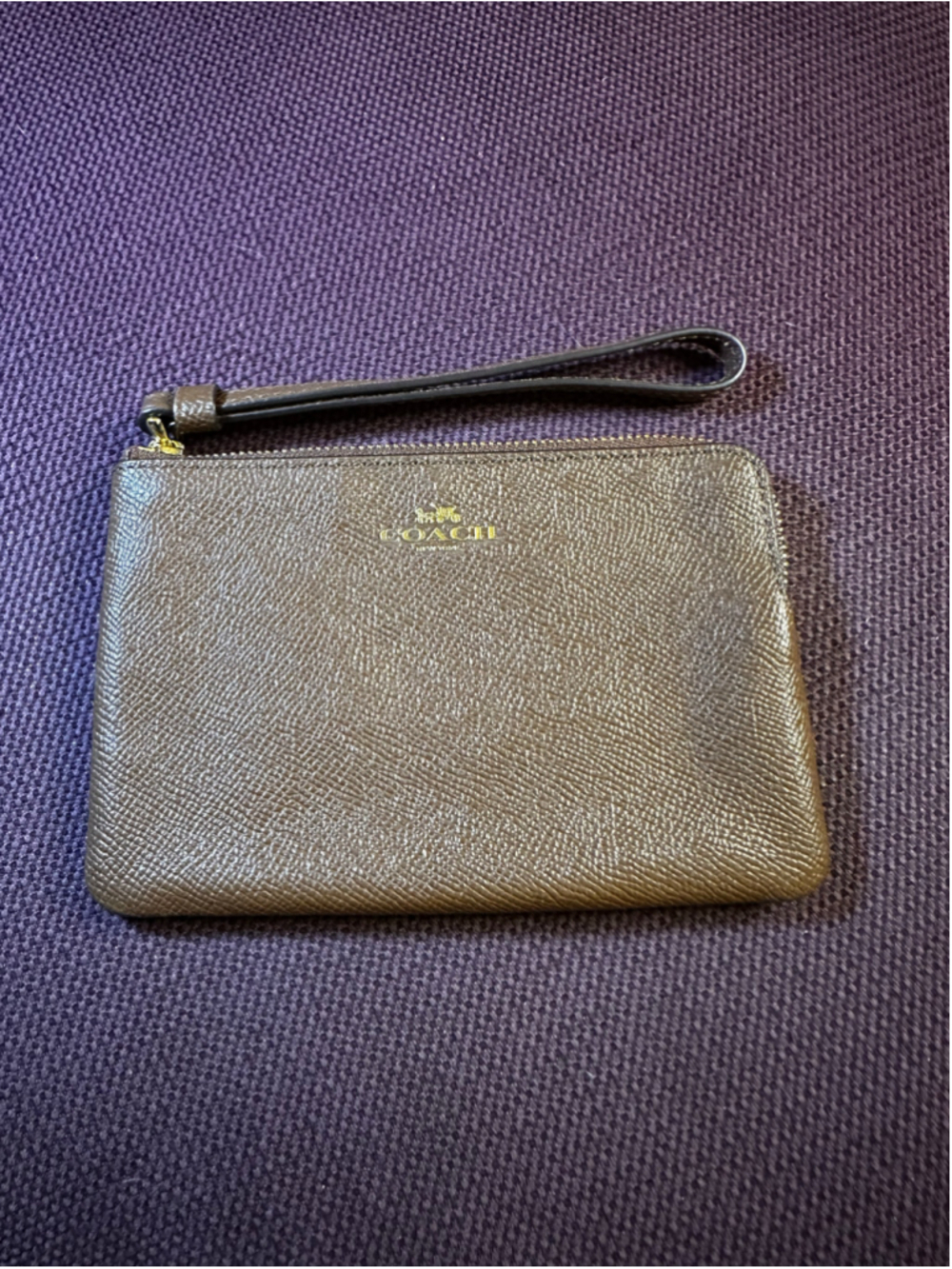 Coach Brown Gold Zip Wristlet